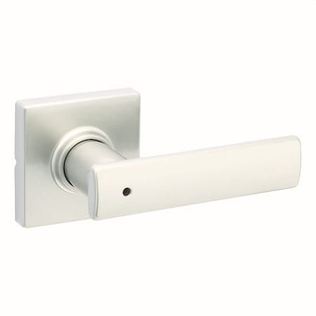 Kwikset Breton Lever with Square Rose Privacy Door Lock with 6AL Latch and RCS Strike Satin Nickel Finish 300BRNLSQT-15
